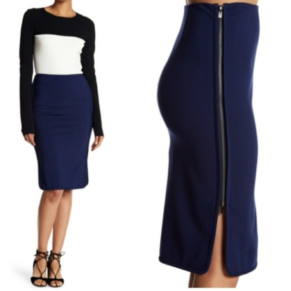 Diane Von Furstenberg DVF Noemi Double Side Zipper Skirt Elegant Royal Blue Sz 0